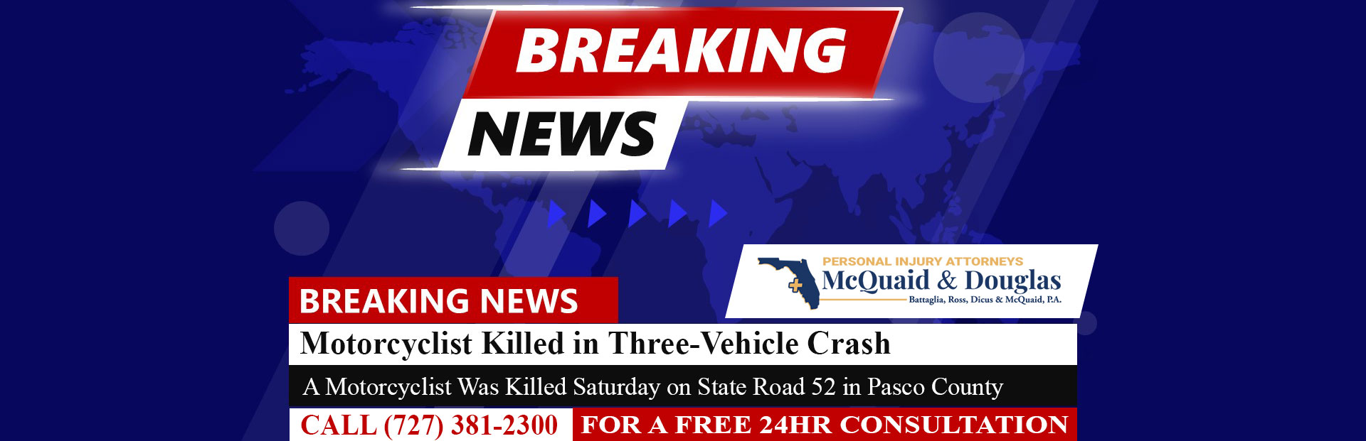 [12-09-24] San Antonio Motorcyclist Killed in Three-Vehicle Crash on SR-52 in Pasco County